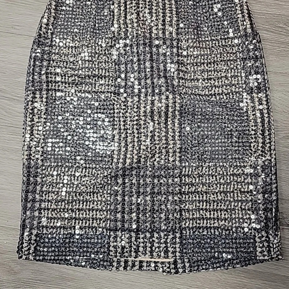 Tory Burch Black and Silver Sequin Pencil Skirt